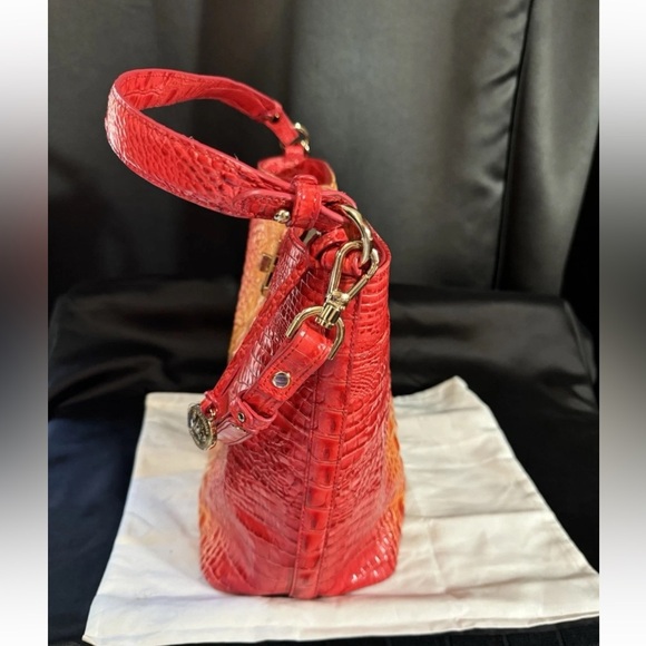 Brahmin Red and Orange Croc-Embossed Women's Bag - Picture 10 of 12